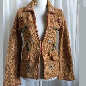 SOFT SURROUNDINGS 
Orange Floral Jeweled  Jacket